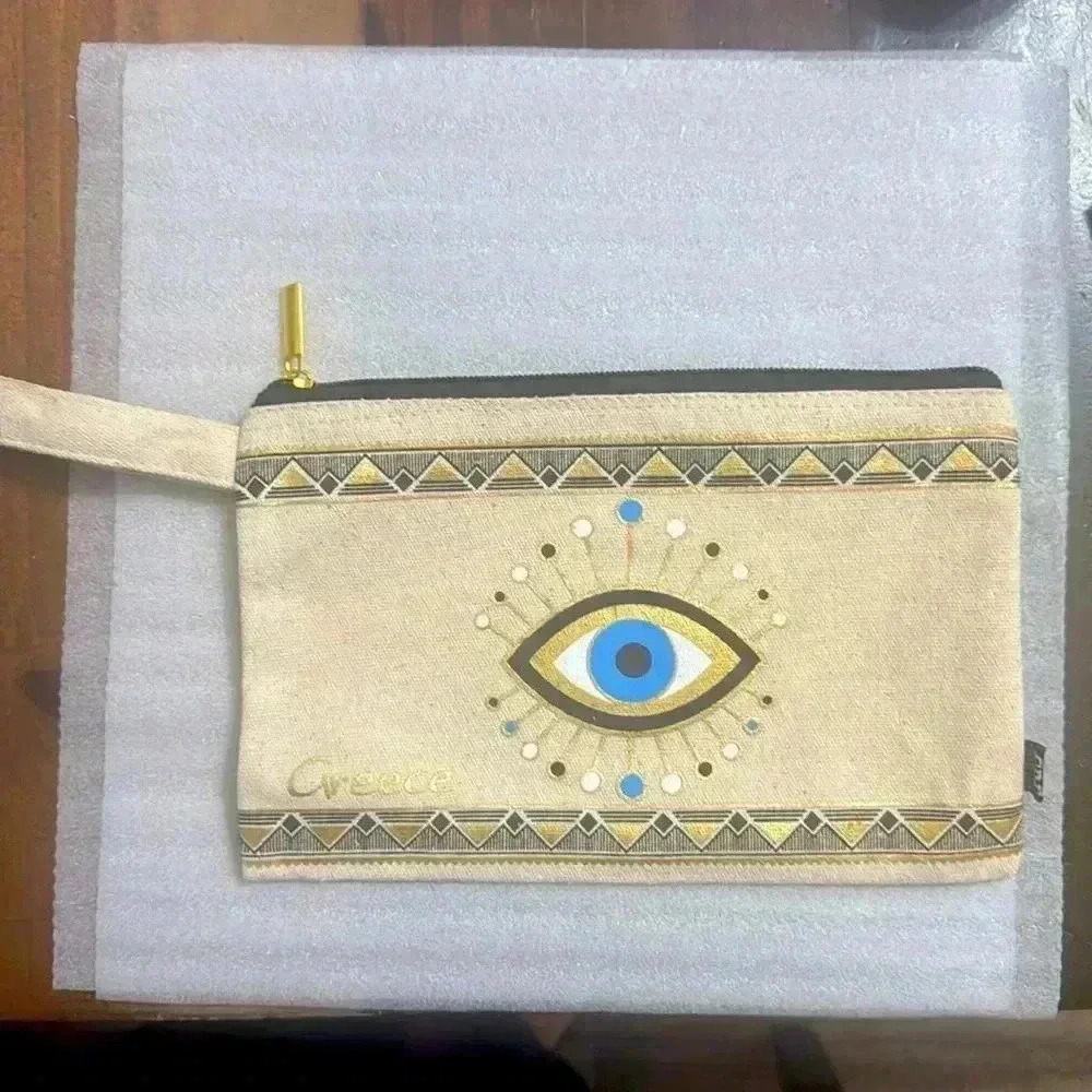 Beige Evil Eye Clutch - Evil Eye Bag/wristlet/ - Picture 2 of 3